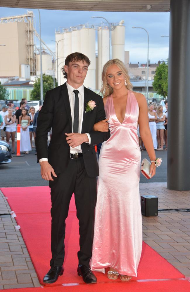 Toowoomba school formals. At the 2023 St Ursula's College formal is graduate Georgia Boyd with her partner George Jerrard. Picture: Rhylea Millar