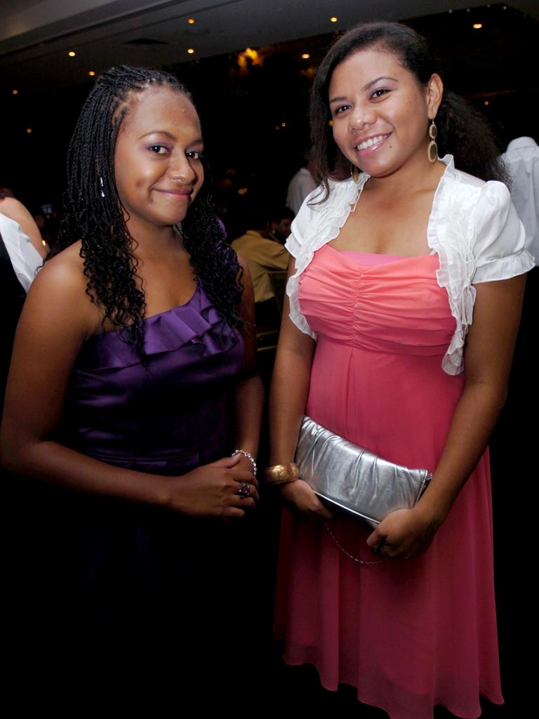 Patricia Ormuseray and Meitilda Yaung at the 2009 St John’s Catholic Senior College formal. Picture: NT NEWS