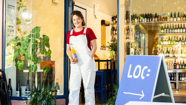 Olivia Moore runs Loc Bottle Bar on Hindmarsh Square. The business is a Renewal Adelaide graduate, selling natural wine. Picture: Morgan Sette/Renew Adelaide