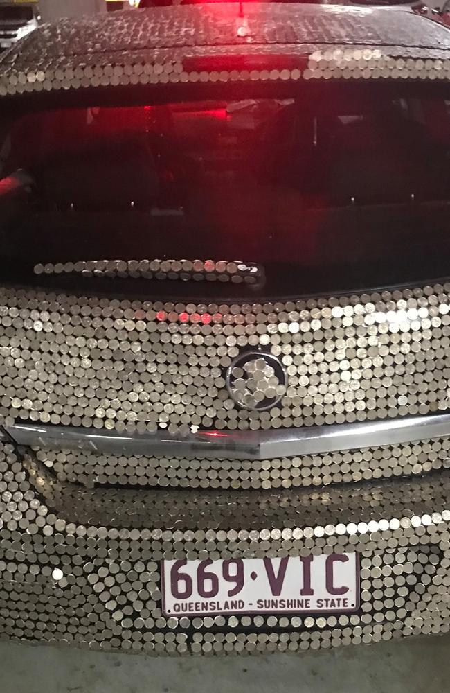 Marty and Michael's bedazzled Holden Astra is being shared far and wide online. Pic: Facebook