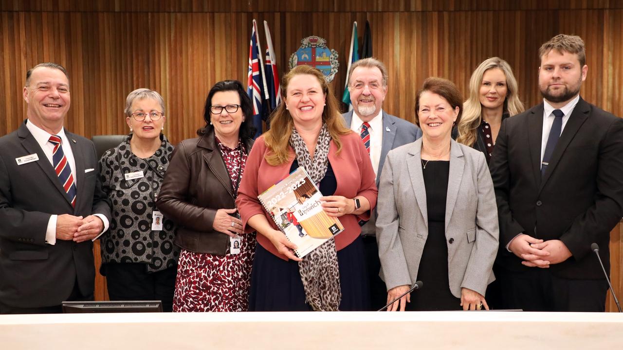 Ipswich councillors Russell Milligan, Kate Kunzelmann, Marnie Doyle, Mayor Teresa Harding, Paul Tully, Sheila Ireland, Nicole Jonic and Deputy Mayor Jacob Madsen. Picture: Supplied