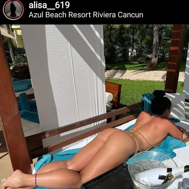 The now-former NYPD cop posted a photo to Instagram of herself sunbathing in Mexico. Picure: Instagram / @alisa_619