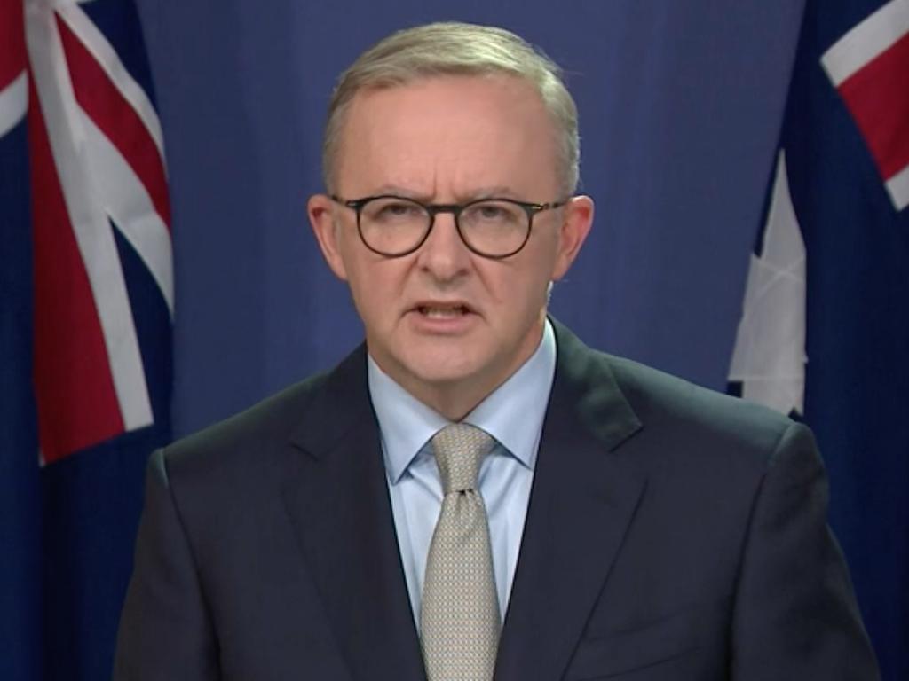 Anthony Albanese speaks at a press conference after the election announcement. Picture: Sky News