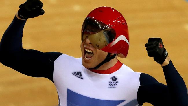 Six-time Olympic champion Sir Chris Hoy is in Glaetzer’s corner. Picture: Andrew Milligan.