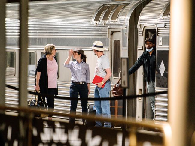 Passengers disembark The Ghan which was turned around at Alice Springs instead of going on to Darwin, due to the COVID-19 outbreak in Adelaide on Tuesday, November 17, 2020. (The Australian, Morgan Sette)