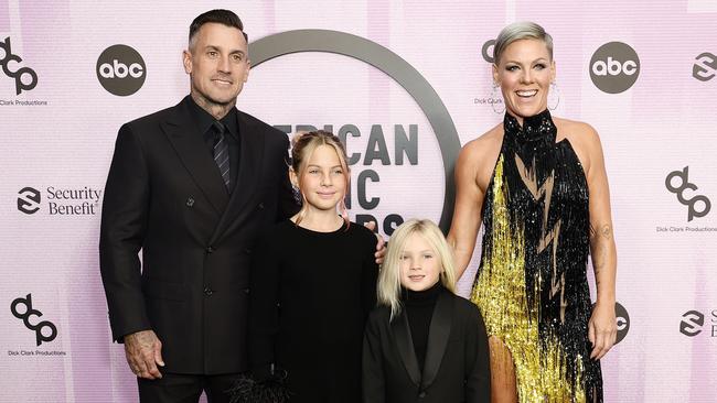 The Moore-Hart family – P!nk, Carey, Willow and Jameson – are on the road again. Picture: Getty.