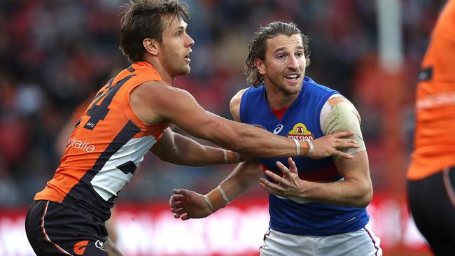 Matt de Boer did a superb job on Bulldog star Marcus Bontempelli, keeping him to just 13 disposals. Picture: Phil Hillyard