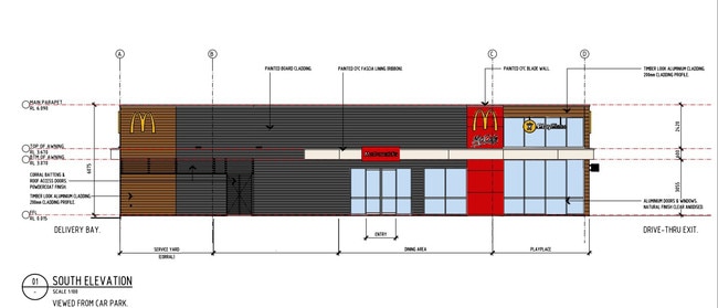 The design plans for the McDonald’s family restaurant proposed for Andergrove. Picture: Urbis, Mackay Regional Council.