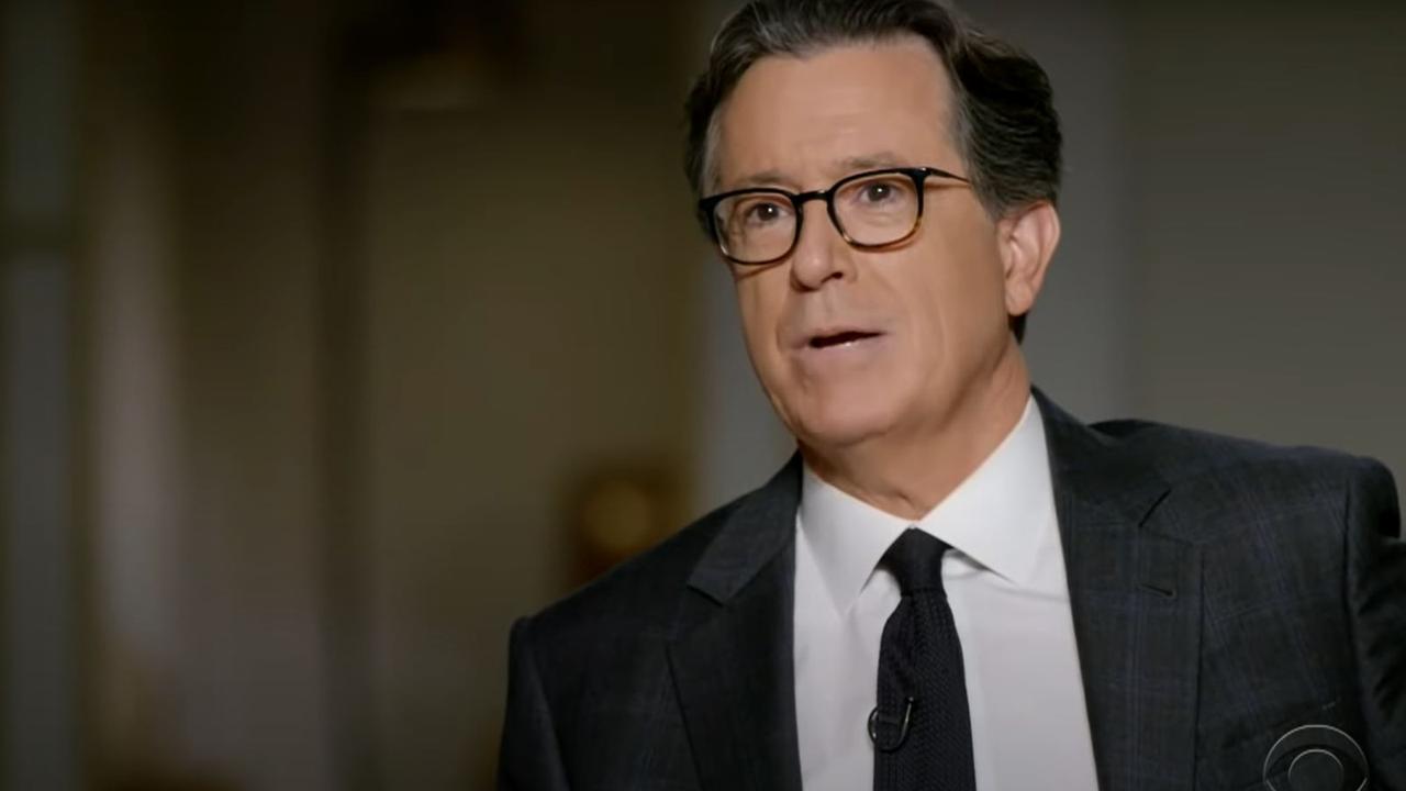 Stephen Colbert during his interview with Mr Obama.