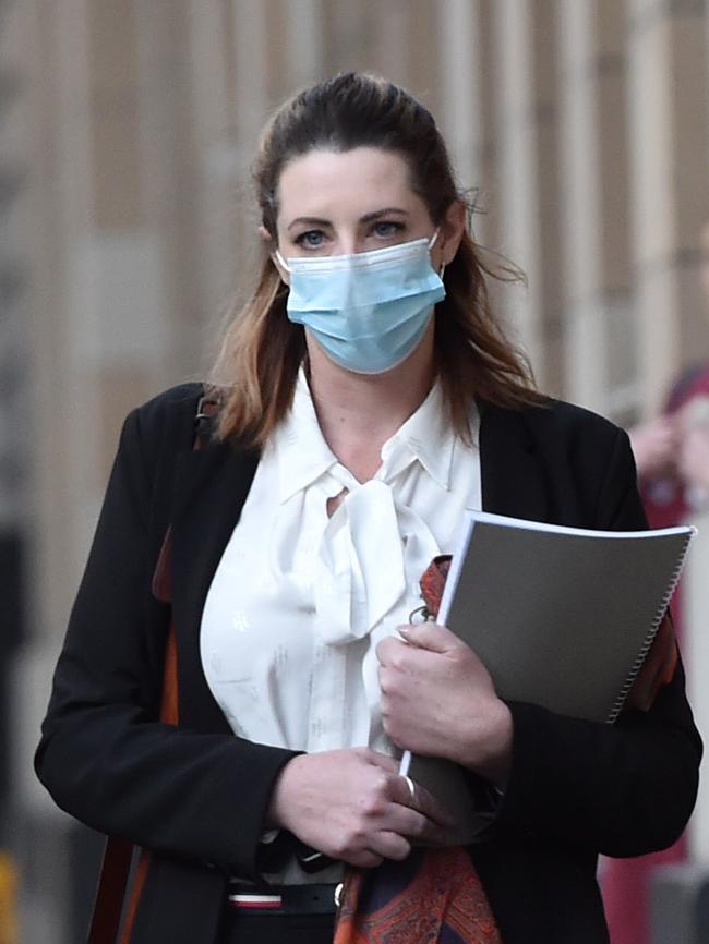 Edmunds leaving the Supreme Court during her trial. Picture: Nicki Connolly