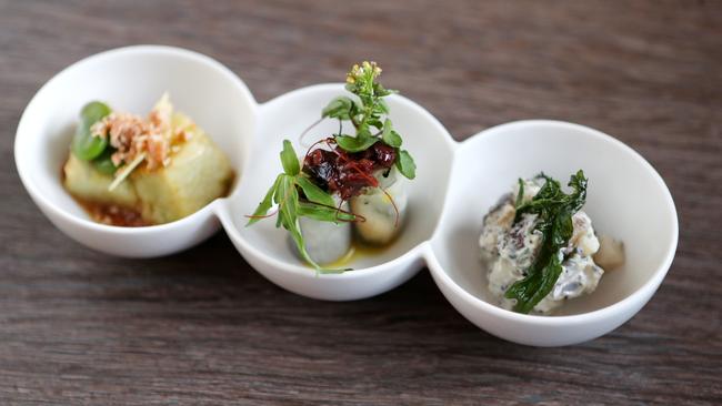 Accompanying vegetables to the tea-smoked duck. Picture: Rebecca Michael