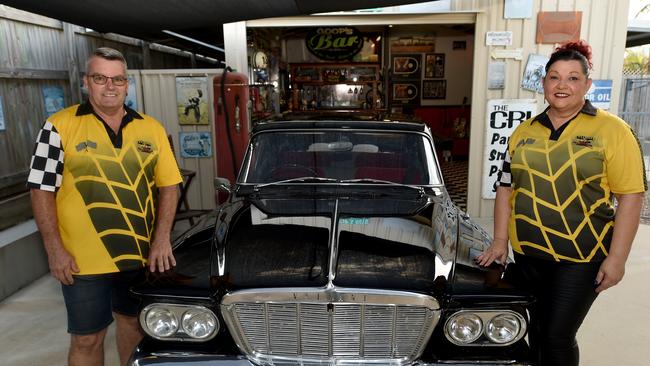 Jeff and Bernadette Coope from the Cyclones Rod and Custom Club with their 1962 SV1 Valiant. Picture: Evan Morgan