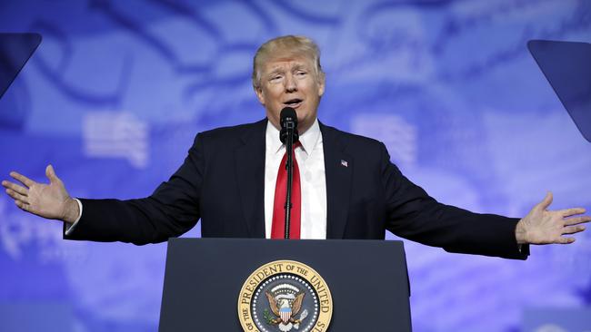 Donald Trump denied that there’s a “major leak process” at the White House following reports that White House press secretary Sean Spicer targeted leaks from his own staff. Picture: AFP