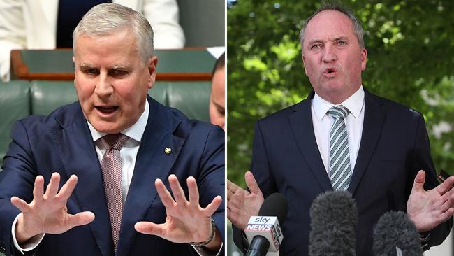 Leadership rumblings ... Nationals leader Michael McCormack (left) and his challenger, Barnaby Joyce.