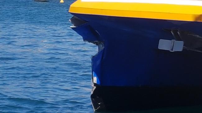 The fast ferry was damaged after it crashed into the wharf at Circular Quay.