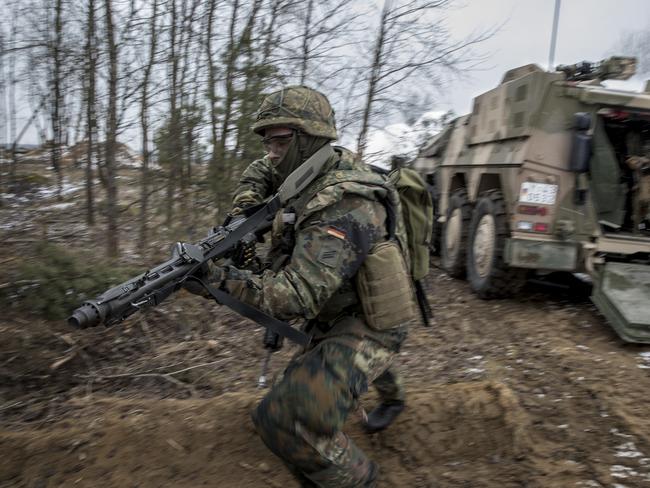 Boxer vehicles are used by NATO fighting troops as a first line of defence against Russian aggression in the Baltics. Picture: Ella Pellegrini