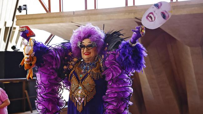 A fan pays tribute to Humphries’ alter ego Dame Edna Everage. Picture: Sam Ruttyn