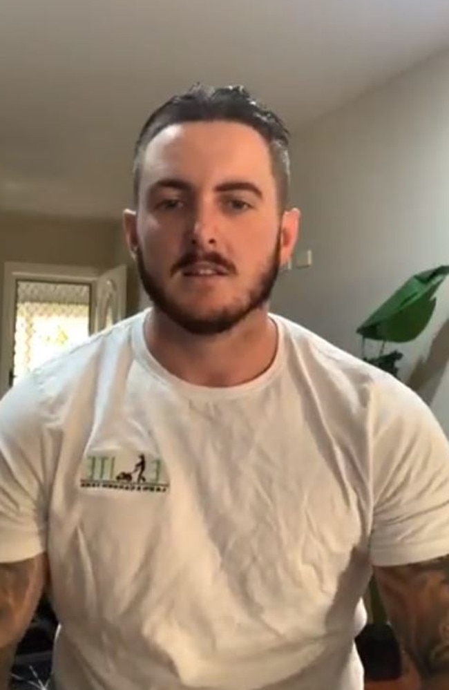 The 23-year-old posted the clip to his Facebook business page Elite Lawn & Garden Care last week and it has already amassed nearly 6000 views. Picture: Facebook/Elite Lawn & Garden Care
