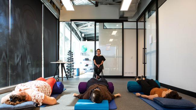 Dr Jennifer Rathjen taking a meditation session. Picture: Julian Andrews.