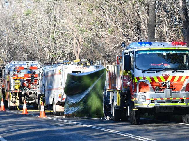 Emergency services at the scene of a single-vehicle crash near Iluka which claimed the life of the driver, the sole occupant of the vehicle.