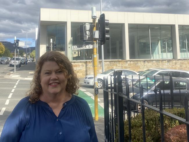 Anna Reynolds in front of 20 Barrack Street.