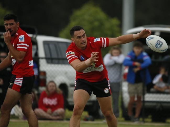 Brad Takairangi fires out a pass. Picture: Warren Gannon Photography