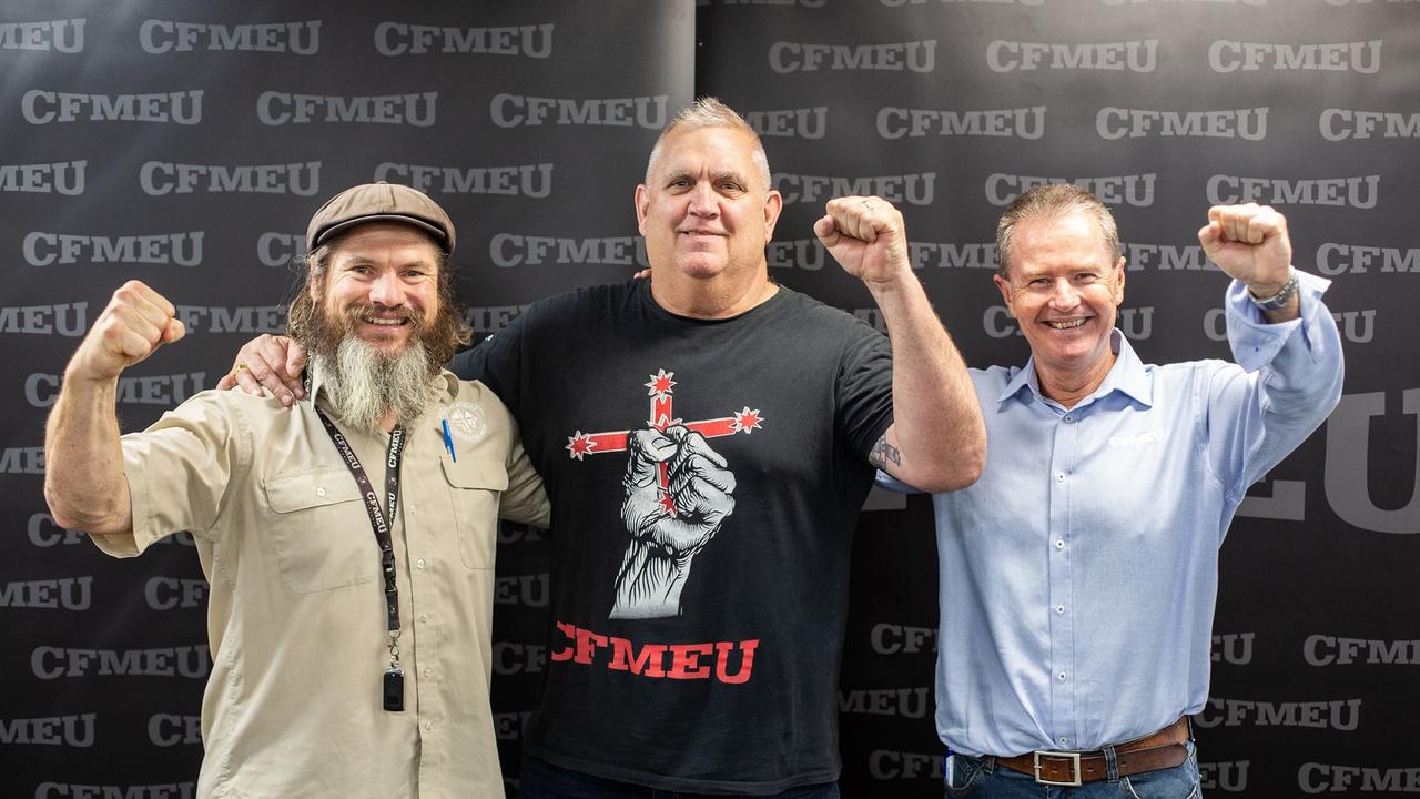 Top CFMEU officials Jade Ingham, Royce Kupsch and Michael Ravbar (Facebook image)