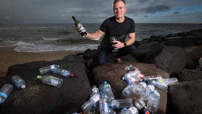 Former Hawthorn captain Richie Vandenberg's wine brand The Hidden Sea helps remove plastic bottles from the ocean. Picture: Tony Gough