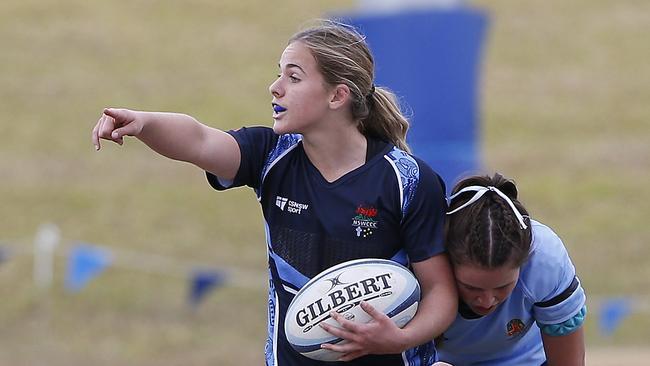 Piper Simons calls the play for CCC1 in the Rugby Sevens final at Eric Tweedale Oval recently. Pic: John Appleyard