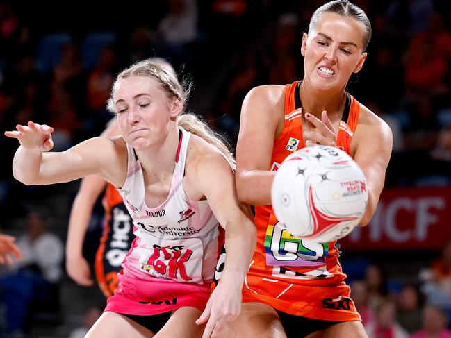 The Giants clung on to defeat the Adelaide Thunderbirds by a point in early May. Picture: Brendon Thorne/Getty Images
