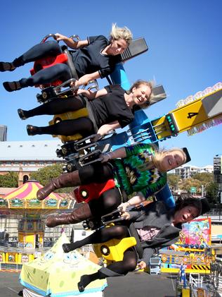 L to R, Chloe Mitchell; Jessica O'Gorman; Jessie Newell and Tina Waters, at the day before the Ekka opens- 7/8/2014 - Photo Steve Pohlner