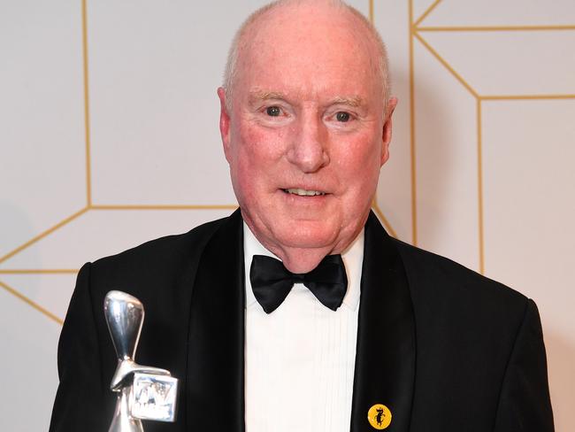 Ray Meagher poses with his Logie Award for most popular actor. Picture: AAP Image/Dan Peled.