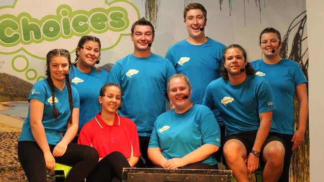 Over the past two decades, Bachelor of Theatre students have provided their talents to produce, direct and star in Choices productions, which deliver safety messages to Year 12 students. L-R: Kiara Davis, Callysta Morris, Emmalese Dunn, Waylon Kennedy, Pagan-Leigh Camilleri, Andrew Engelsmann-Heiser, Michael Lee, Lucy Fitzpatrick. Picture: Contributed