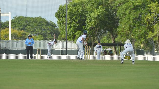 Mackay Whitsundays U15's player Haiden Mellifont bowls against CQ during the U15 NQ Championships in Mackay. Photo: Callum Dick