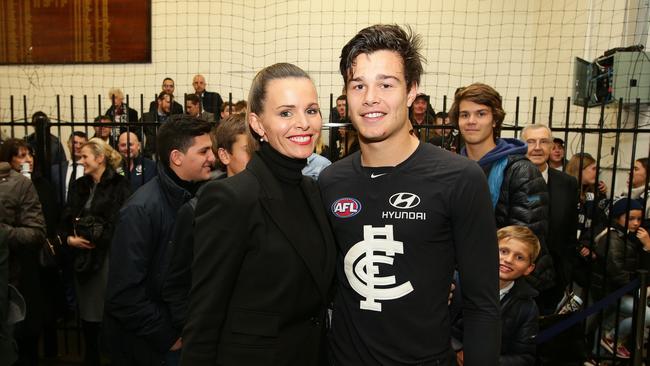 Jo Silvagni was all smiles after watching son Jack debut for Carlton. Picture: Andrew Tauber