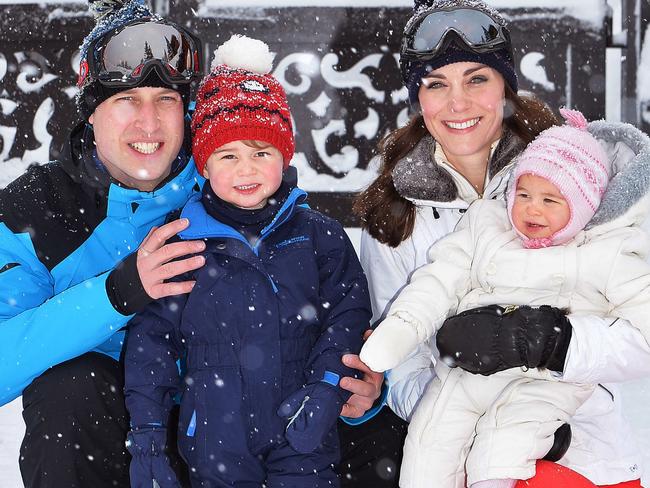 The family on a ski holiday in March 2016. Picture: John Stillwell — WPA Pool/Getty Images.