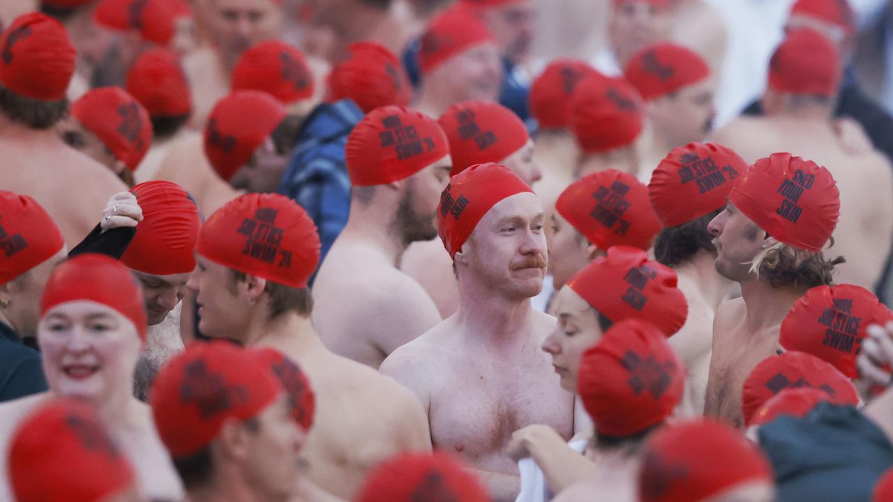 Dark Mofo Nude Solstice Swim 2024 at Long Beach Sandy Bay. Picture: Nikki Davis-Jones