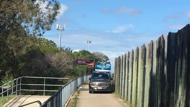 Speed camera van parked on a bike track in Bracken Ridge. Picture: Neo of Street FX Motorsport and Graphics