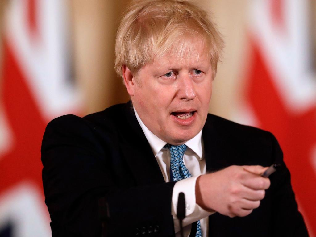 Britain's Prime Minister Boris Johnson speaks at a news conference addressing the government's response to the novel coronavirus outbreak. Picture: AFP