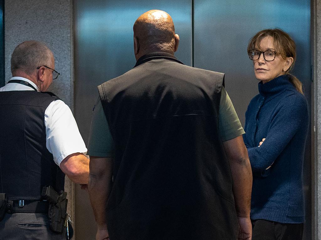 Actress Felicity Huffman is seen inside the Edward R. Roybal Federal Building and U.S. Courthouse in Los Angeles, on March 12, 2019. Picture: David McNew/AFP 