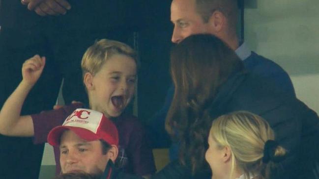 Video grab from BBC News of Prince George cheering on Aston Villa at Carrow Road in Norwich. Picture: BBC News/PA Wire