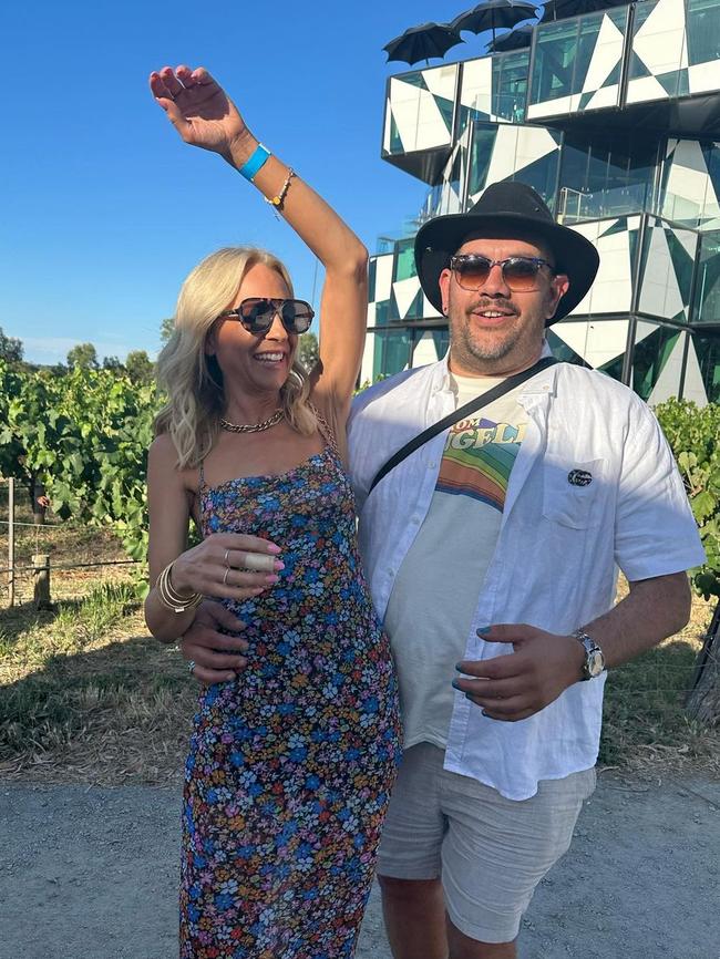 Bickmore was all smiles next to friend Frankie Braile at McLaren Vale. Picture: Instagram/@mr__frankie__