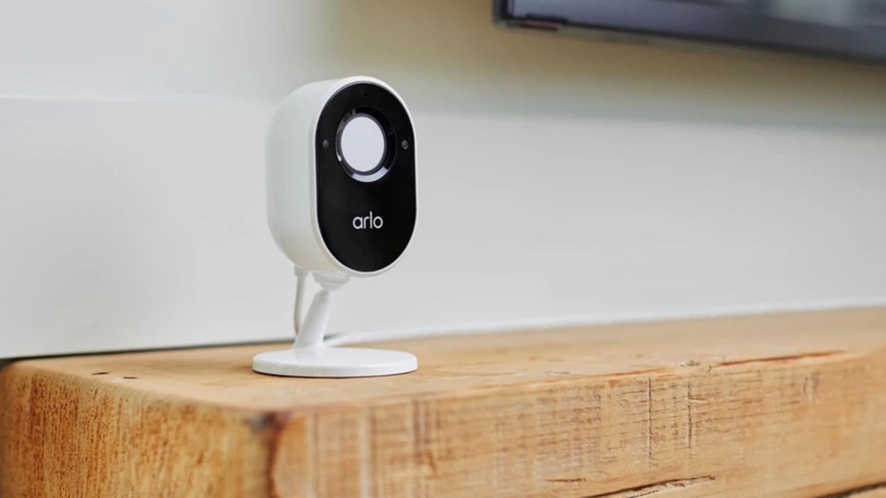 The Arlo Essential Indoor Camera can capture full high-definition video, deliver alerts, and features a built-in privacy shield.