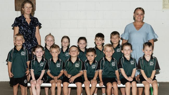 Calen District State College Prep Year Back row: Landen Brown, James Campbell, Kayleigh Wills, Bailey Kuhrt, Jack Westcott, Lachlan Pearson Front row: Imogen Beel, Zephyr, Thomas Markham-Gaudion, Harlen Tane, Julian Bauer, Hayden Dorrington, Murphy Fahey, Teacher Mrs Peach, Teacher Aide: Mrs Jones Picture: Michaela Harlow.