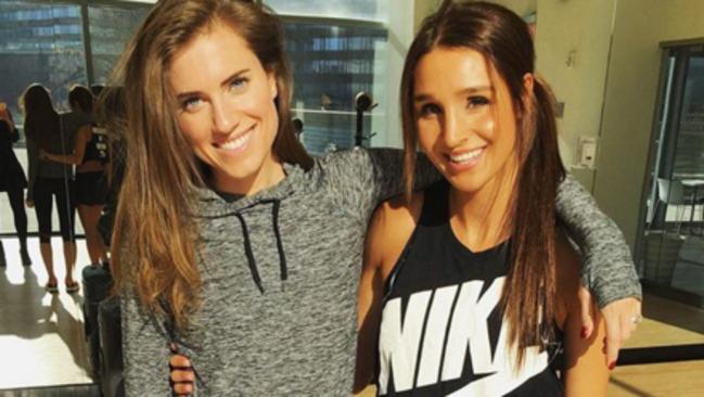 Adelaide trainer Kayla Itsines with Alison Williams. Picture: Instagram.