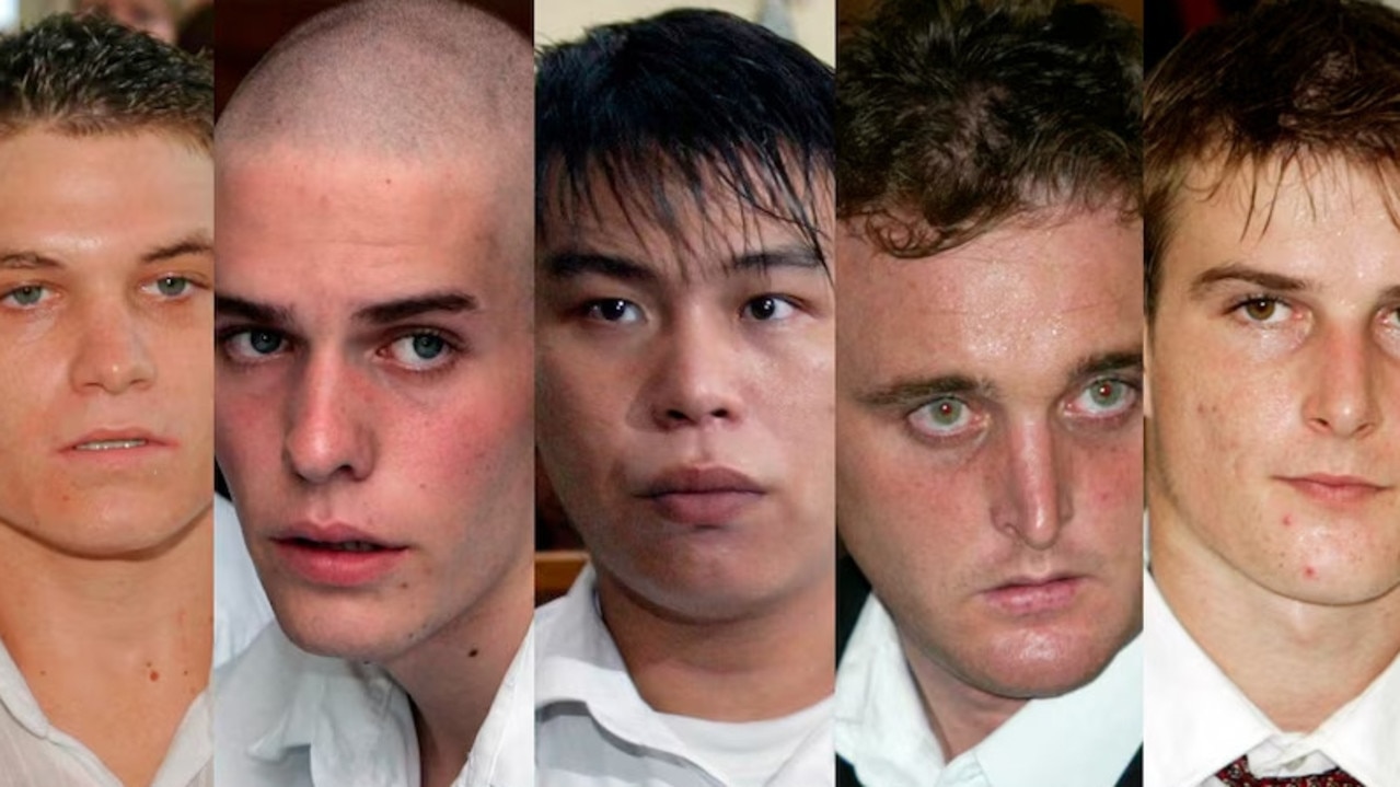 The five remaining Bali Nine prisoners: Scott Rush, Matthew Norman, Si-Yi Chen, Martin Stephens, and Michael Czugaj. Picture: Supplied