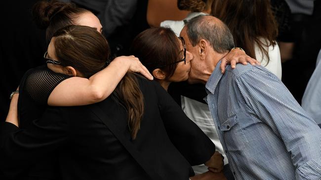 Family and friends of the Abdallah siblings and Veronique Sakr. Picture: AAP