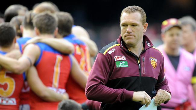 A disappointed Brisbane Lions coach Justin Leppitsch walks off the ground, during the Round 23 AFL match between the St Kilda Saints and the Brisbane Lions.