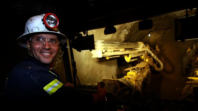 Angas Zinc Mine in Strathalbyn outside of Adelaide. Dale Burgess working in the mine.