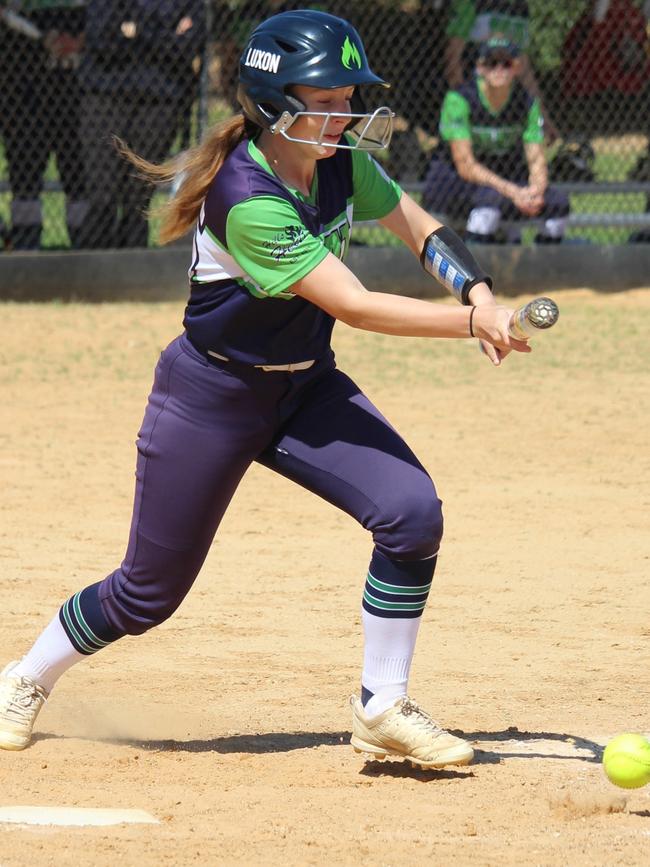 Breanna Luxton going for a bunt. Picture: Supplied